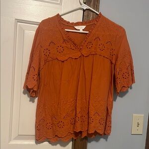 Adiva Orange Boxy Short Sleeve Blouse